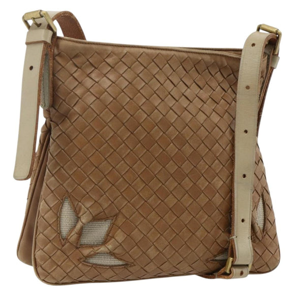BOTTEGA VENETA INTRECCIATO Shoulder Bag Leather Beige 170022 Auth 177097