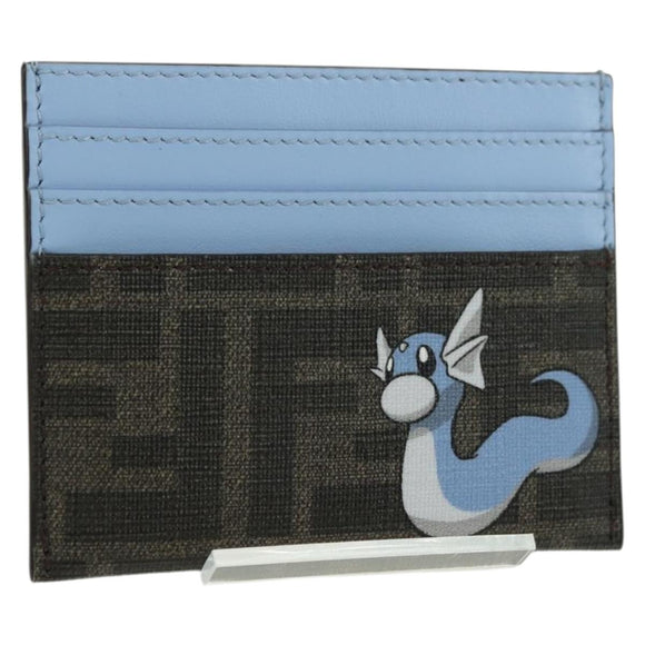 FENDI Zucca Canvas Dratini Card Case Black Brown Auth 177099SAM