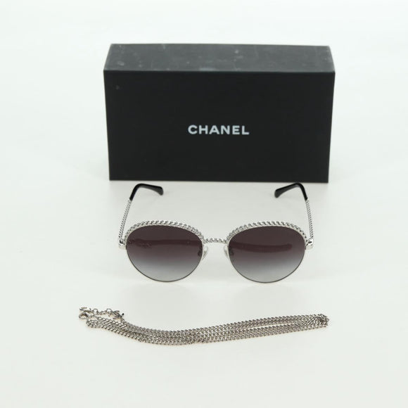 CHANEL Sunglasses metal Silver tone 4242 CC Auth 177100V