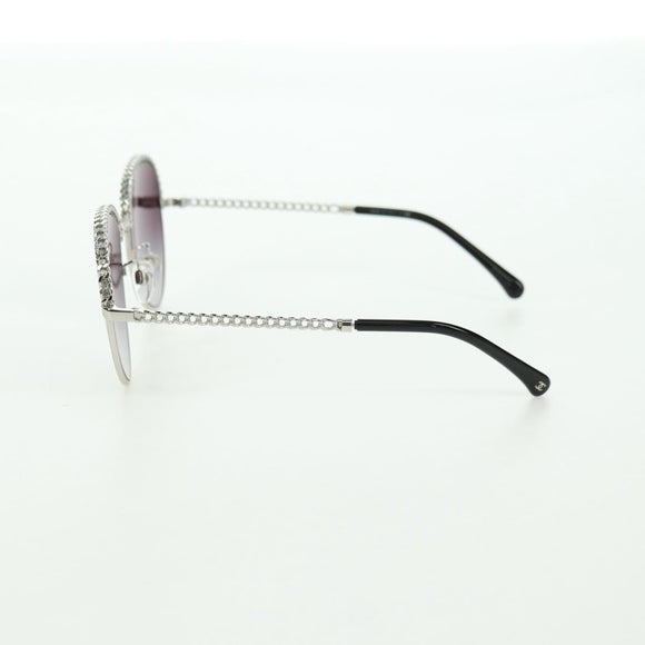 CHANEL Sunglasses metal Silver tone 4242 CC Auth 177100V