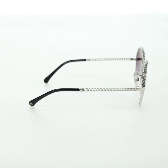CHANEL Sunglasses metal Silver tone 4242 CC Auth 177100V