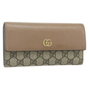GUCCI GG Supreme Long Wallet PVC Beige Gold 456116 Auth 177101A-1