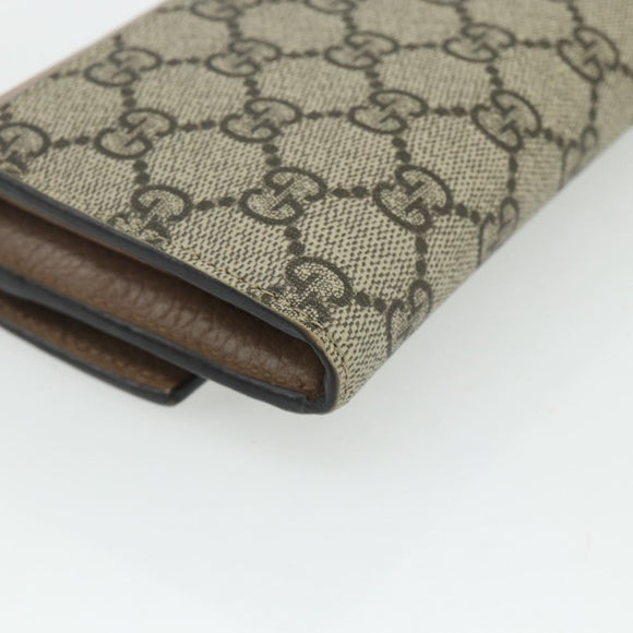GUCCI GG Supreme Long Wallet PVC Beige Gold 456116 Auth 177101A