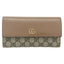 GUCCI GG Supreme Long Wallet PVC Beige Gold 456116 Auth 177101A-2