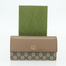 GUCCI GG Supreme Long Wallet PVC Beige Gold 456116 Auth 177101A-21