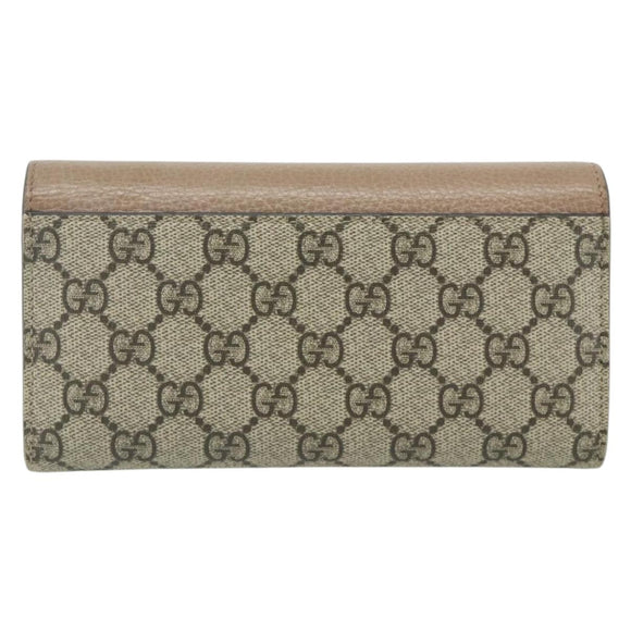 GUCCI GG Supreme Long Wallet PVC Beige Gold 456116 Auth 177101A