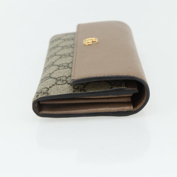 GUCCI GG Supreme Long Wallet PVC Beige Gold 456116 Auth 177101A