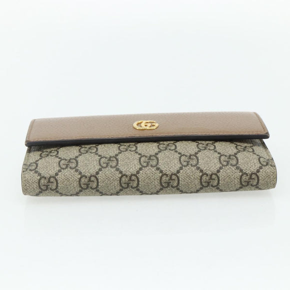 GUCCI GG Supreme Long Wallet PVC Beige Gold 456116 Auth 177101A