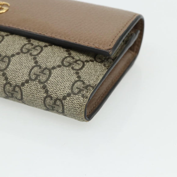 GUCCI GG Supreme Long Wallet PVC Beige Gold 456116 Auth 177101A