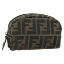 FENDI Zucca Canvas Pouch Black Brown Auth 177103A-1