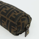 FENDI Zucca Canvas Pouch Black Brown Auth 177103A-15