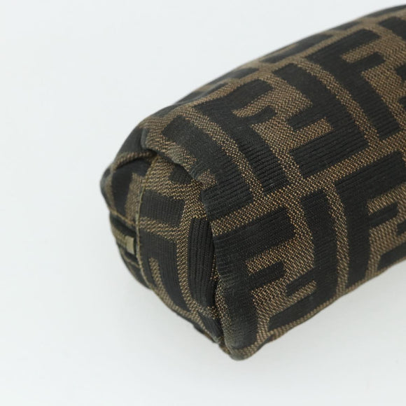 FENDI Zucca Canvas Pouch Black Brown Auth 177103A