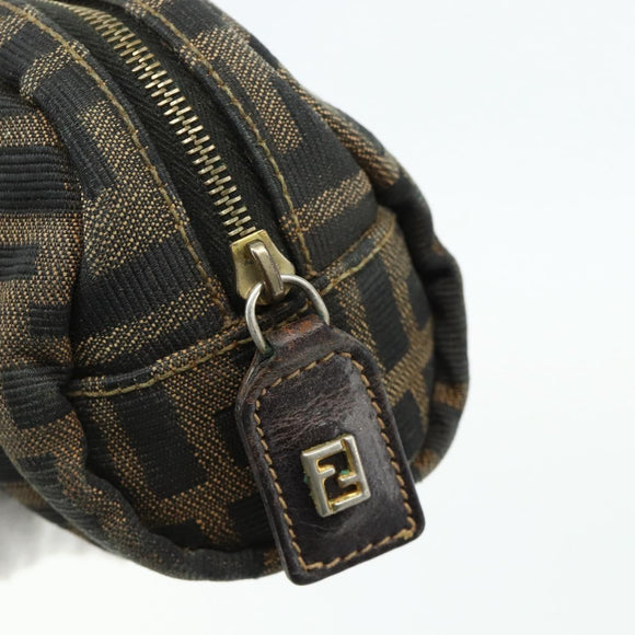FENDI Zucca Canvas Pouch Black Brown Auth 177103A