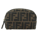 FENDI Zucca Canvas Pouch Black Brown Auth 177103A-13