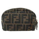 FENDI Zucca Canvas Pouch Black Brown Auth 177103A-2
