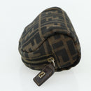 FENDI Zucca Canvas Pouch Black Brown Auth 177103A-3