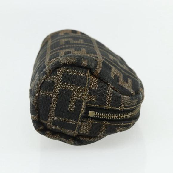 FENDI Zucca Canvas Pouch Black Brown Auth 177103A