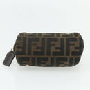 FENDI Zucca Canvas Pouch Black Brown Auth 177103A-6