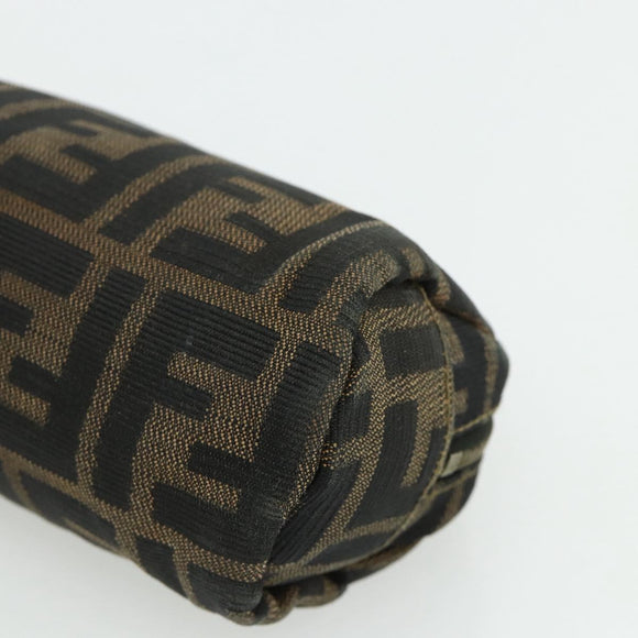 FENDI Zucca Canvas Pouch Black Brown Auth 177103A