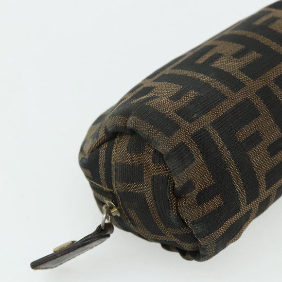 FENDI Zucca Canvas Pouch Black Brown Auth 177103A