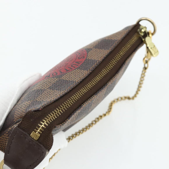 LOUIS VUITTON Damier Ebene T&B Mini Pochette Accessoires N58011 LV Auth 177106A