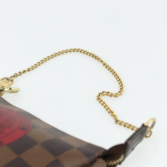LOUIS VUITTON Damier Ebene T&B Mini Pochette Accessoires N58011 LV Auth 177106A