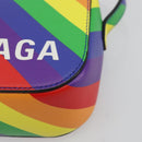 BALENCIAGA Ville Shoulder Bag Leather Multicolor Silver Auth 177109A-9
