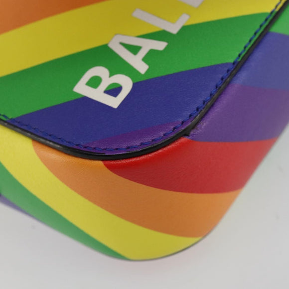 BALENCIAGA Ville Shoulder Bag Leather Multicolor Silver Auth 177109A