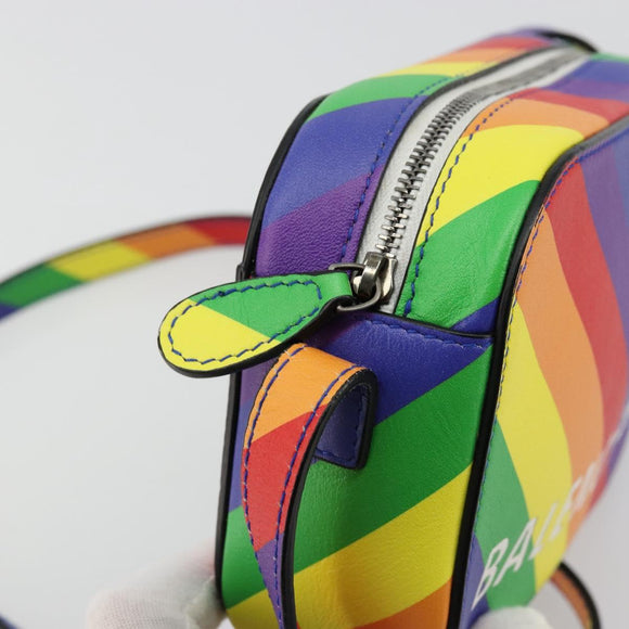 BALENCIAGA Ville Shoulder Bag Leather Multicolor Silver Auth 177109A
