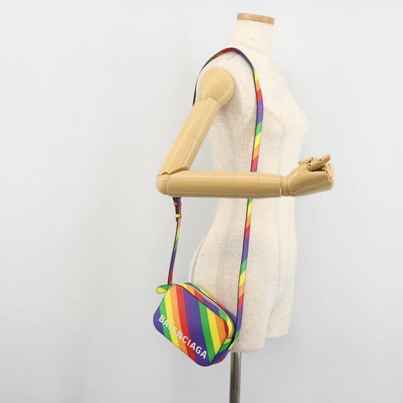 BALENCIAGA Ville Shoulder Bag Leather Multicolor Silver Auth 177109A