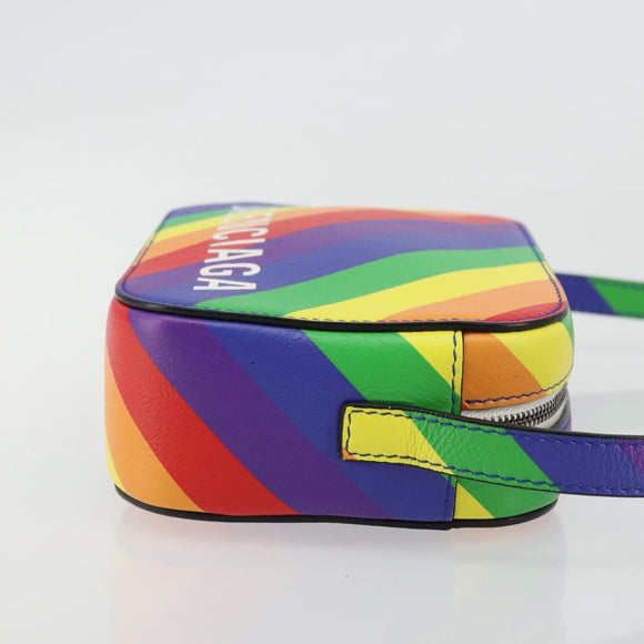 BALENCIAGA Ville Shoulder Bag Leather Multicolor Silver Auth 177109A