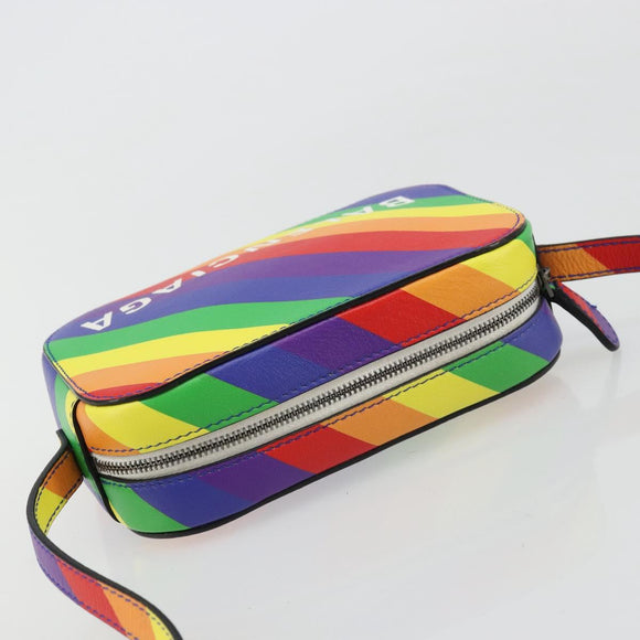 BALENCIAGA Ville Shoulder Bag Leather Multicolor Silver Auth 177109A