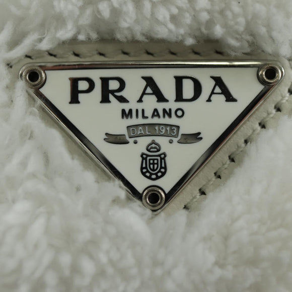 PRADA Hand Bag Pile White Silver Auth 177111M