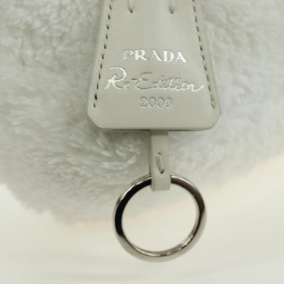 PRADA Hand Bag Pile White Silver Auth 177111M