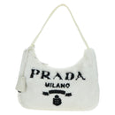PRADA Hand Bag Pile White Silver Auth 177111M-13