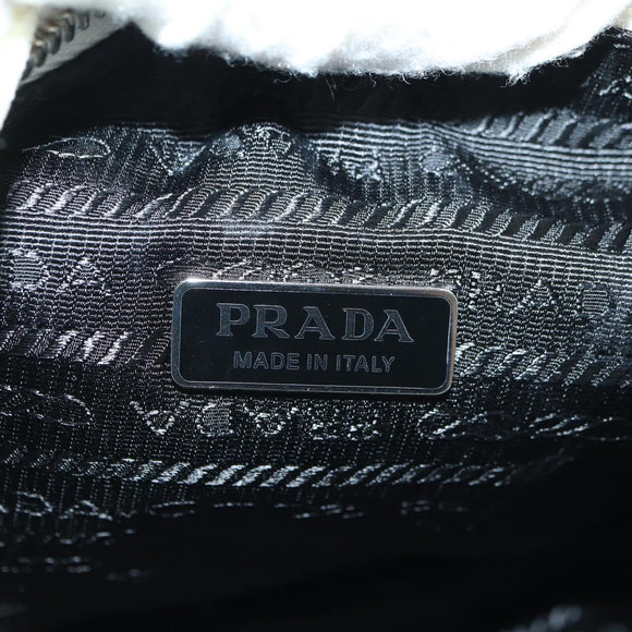 PRADA Hand Bag Pile White Silver Auth 177111M