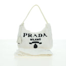 PRADA Hand Bag Pile White Silver Auth 177111M-12