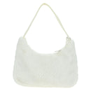 PRADA Hand Bag Pile White Silver Auth 177111M-2