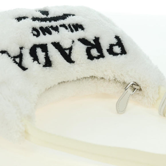 PRADA Hand Bag Pile White Silver Auth 177111M