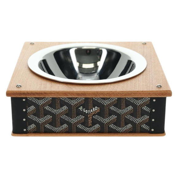 GOYARD Herringbone Food Bowl PVC Brown Auth 177113SV