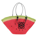 LOEWE Watermelon Tote Bag Raffia 2way Red Auth 177114SAV-1