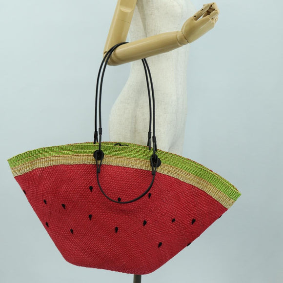 LOEWE Watermelon Tote Bag Raffia 2way Red Auth 177114SAV
