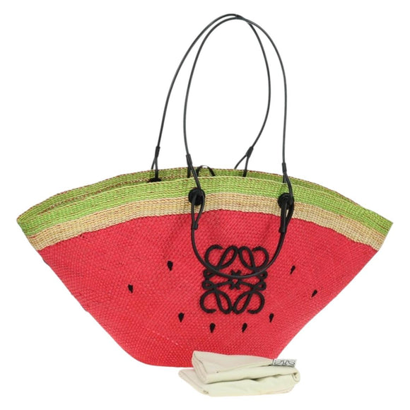 LOEWE Watermelon Tote Bag Raffia 2way Red Auth 177114SAV