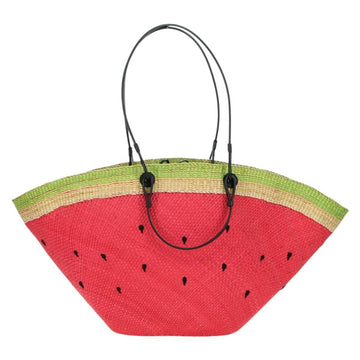 LOEWE Watermelon Tote Bag Raffia 2way Red Auth 177114SAV - 0