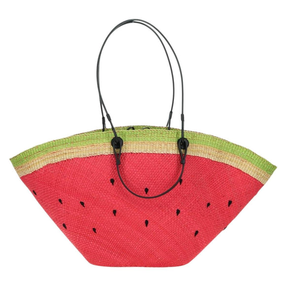 LOEWE Watermelon Tote Bag Raffia 2way Red Auth 177114SAV