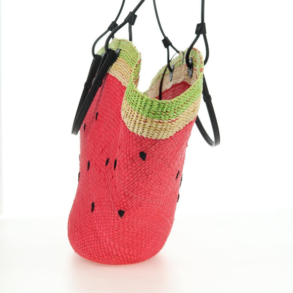 LOEWE Watermelon Tote Bag Raffia 2way Red Auth 177114SAV