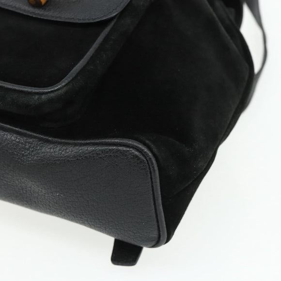 GUCCI Bamboo Rucksack Wildleder Schwarz Gold 003 2034 0030 Auth 177116