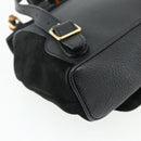 GUCCI Bamboo Rucksack Wildleder Schwarz Gold 003 2034 0030 Auth 177116-9