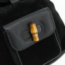 GUCCI Bamboo Rucksack Wildleder Schwarz Gold 003 2034 0030 Auth 177116-19