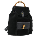 GUCCI Bamboo Rucksack Wildleder Schwarz Gold 003 2034 0030 Auth 177116-1